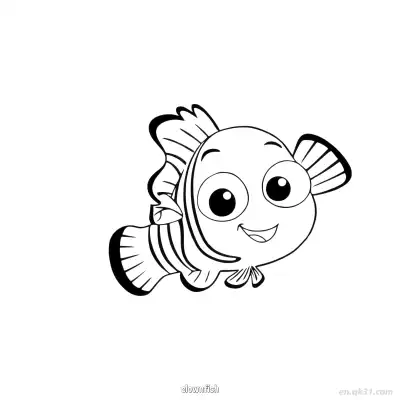 Free printable Cute Cartoon Clownfish Printable  coloring page