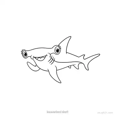 Free printable Cute Cartoon Hammerhead Coloring Page  coloring page