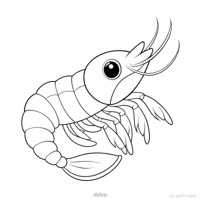 Free printable Cute Cartoon Shrimp Coloring Page  coloring page