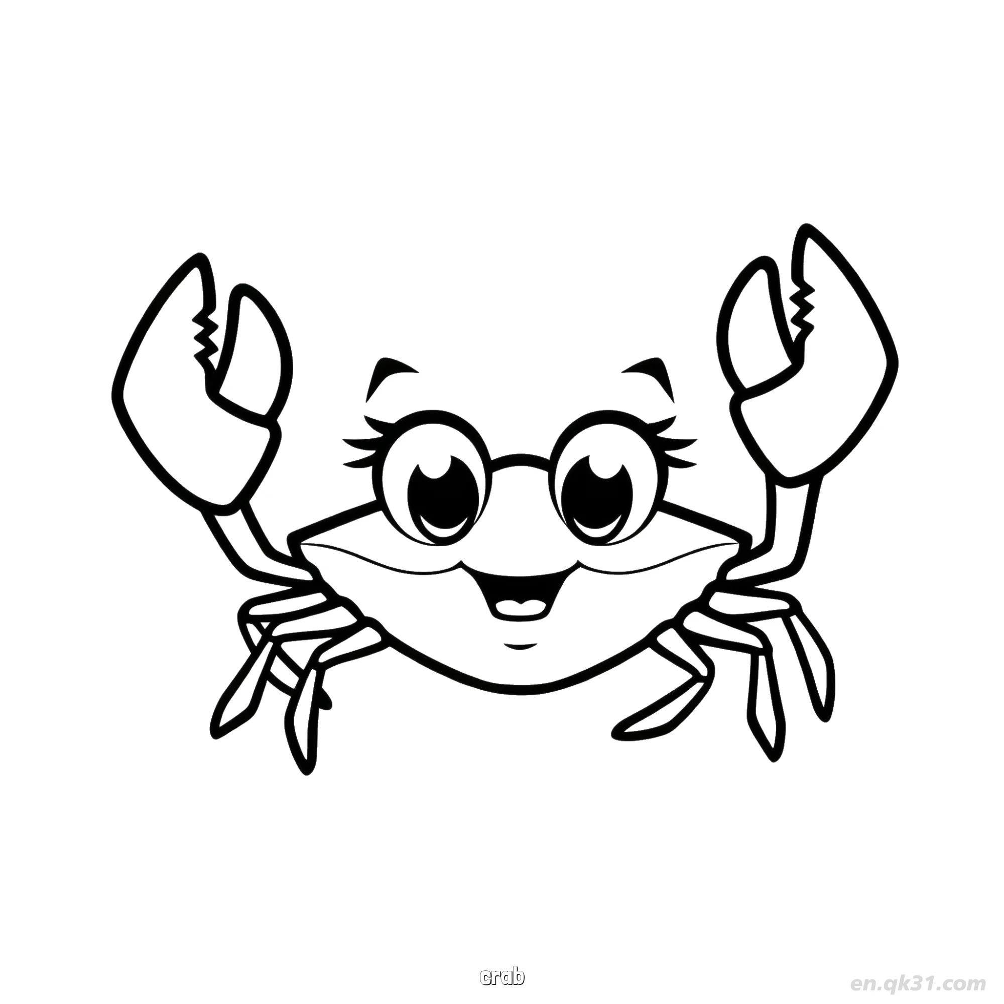 Cute Crab with Eyeglasses Coloring Page  – Free Printable Coloring Page for Kids and Adults