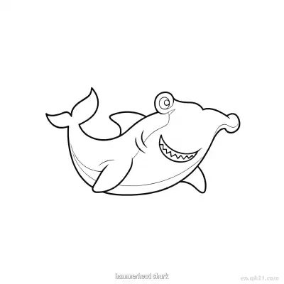 Free printable Cute Hammerhead Shark Art  coloring page