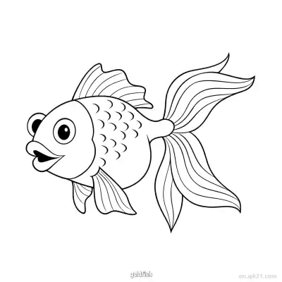 Free printable Cute Long Tailed Goldfish Coloring Page  coloring page