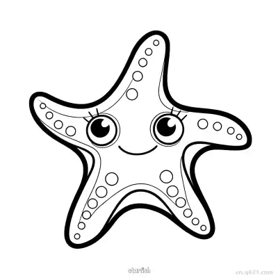 Free printable Cute Smiling Starfish Line Art  coloring page