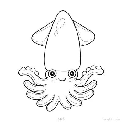 Free printable Cute Squid Drawing Page  coloring page