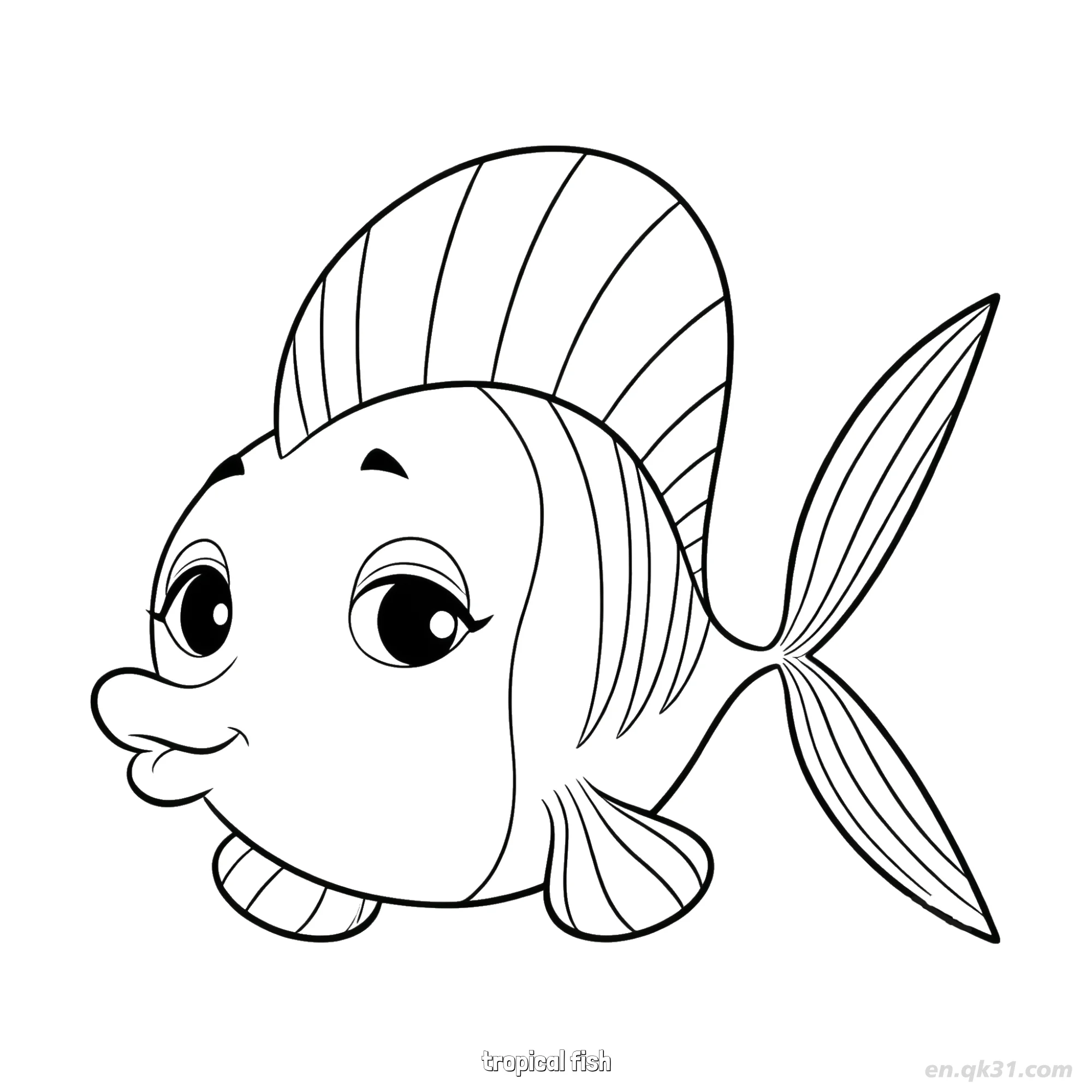 Cute Striped Tropical Fish Coloring Page  – Free Printable Coloring Page for Kids and Adults