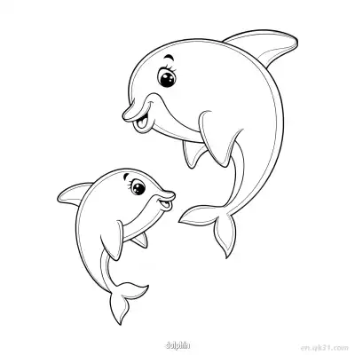 Free printable Dolphin Mom and Calf Printable  coloring page