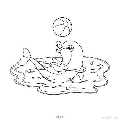 Free printable Dolphin Playing Beach Ball Coloring Page coloring page
