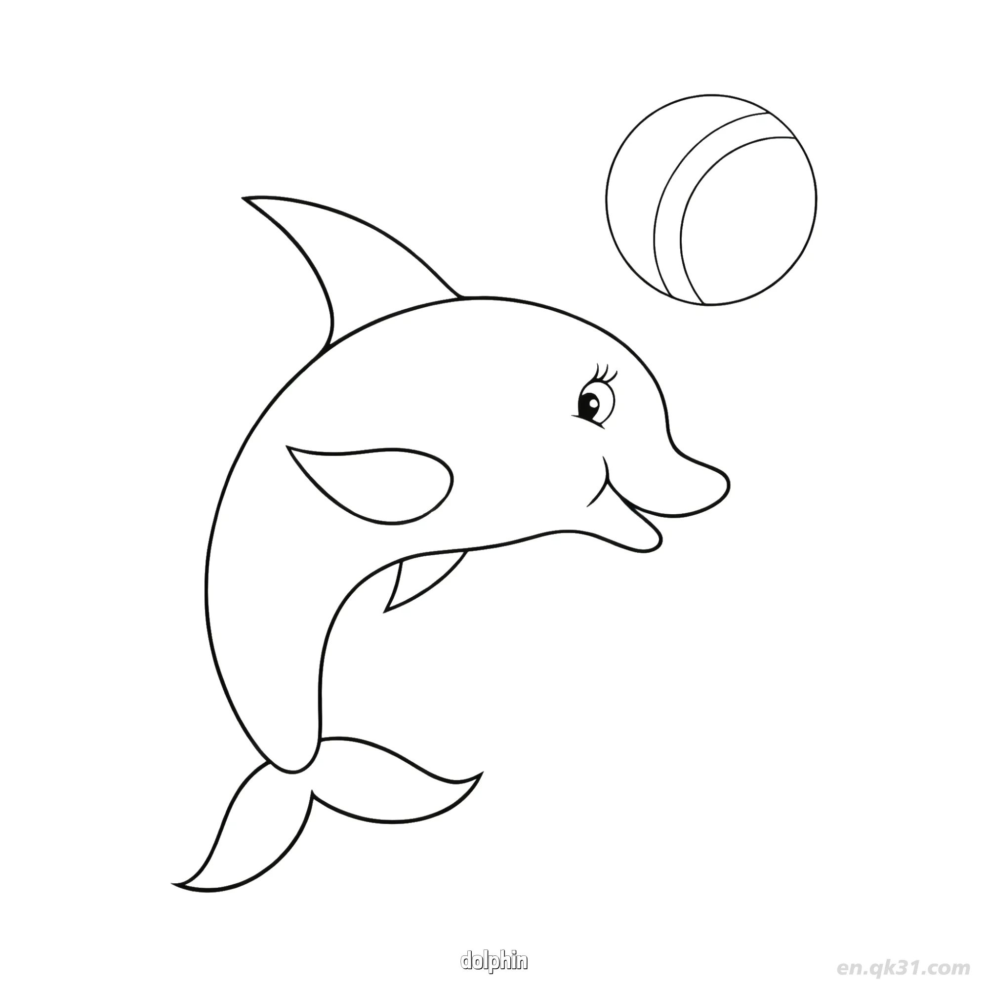 Dolphin Playing with Ball Coloring Page – Free Printable Coloring Page for Kids and Adults