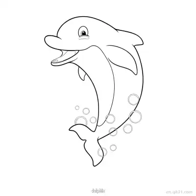 Free printable Dolphin with Bubbles Coloring Page coloring page