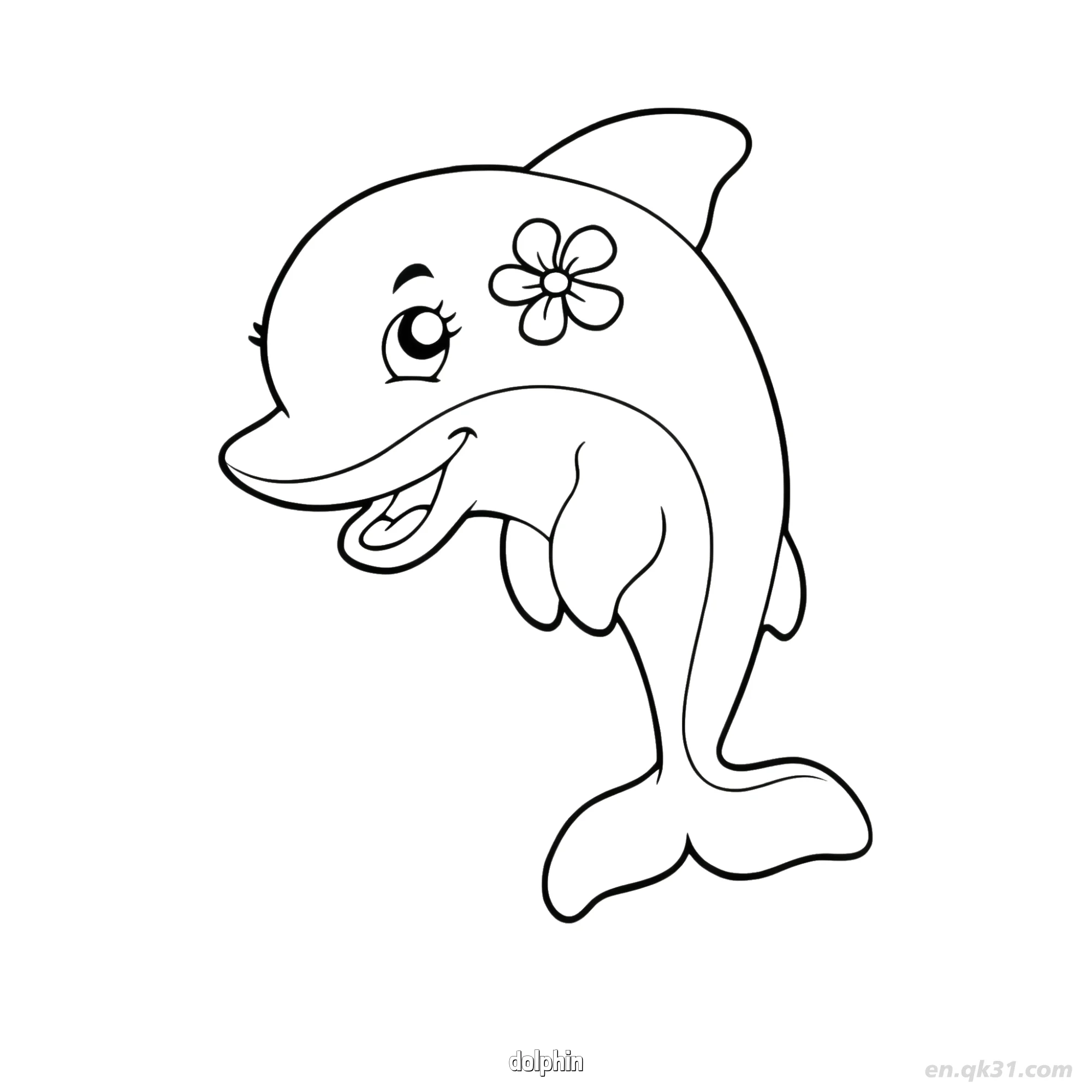 Dolphin with Flower Coloring Page – Free Printable Coloring Page for Kids and Adults
