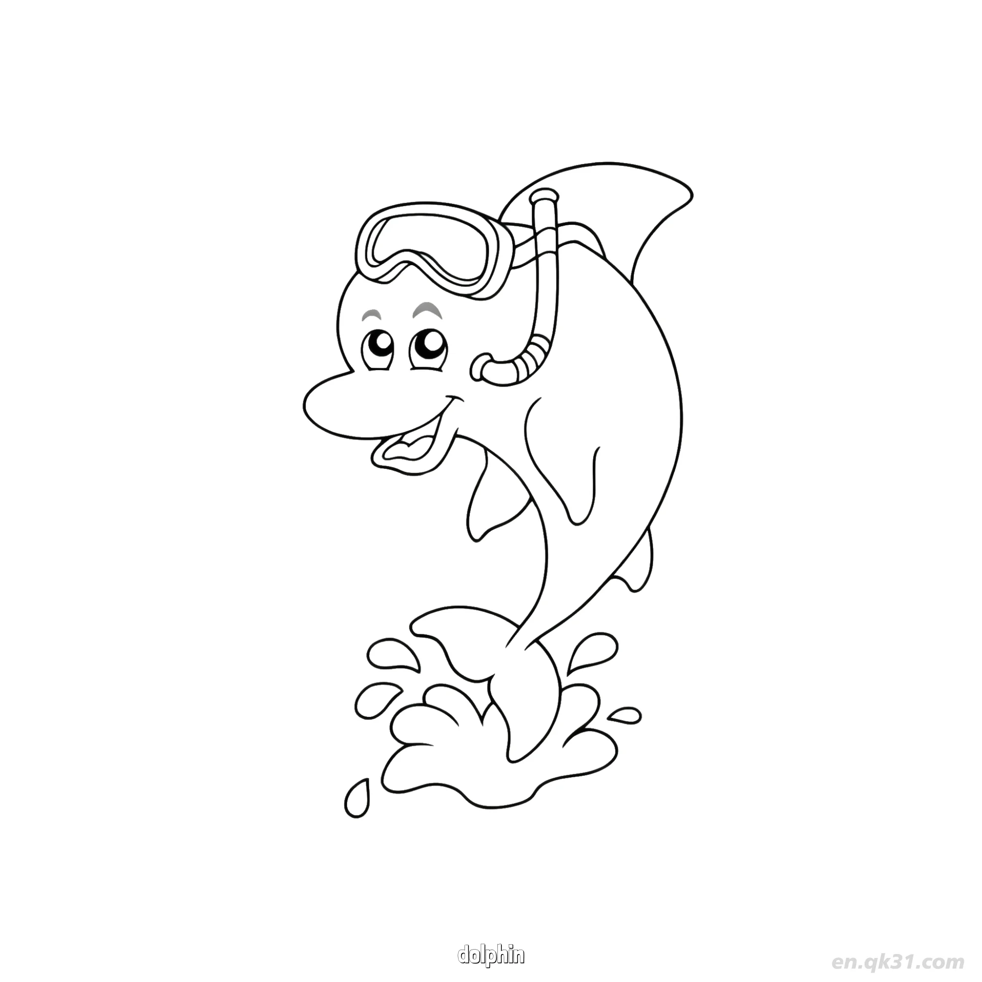Dolphin with Snorkel Mask Coloring Page – Free Printable Coloring Page for Kids and Adults