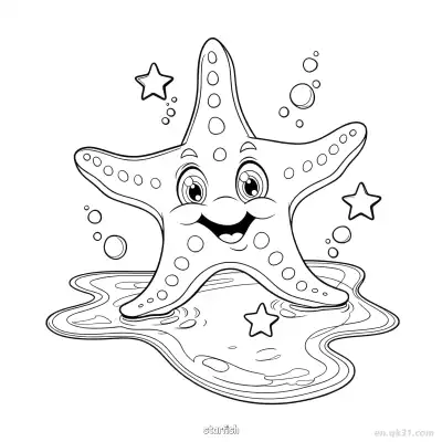 Free printable Excited Starfish Beach Scene  coloring page