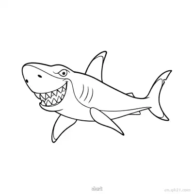 Free printable Fierce Aggressive Smiling Shark  coloring page