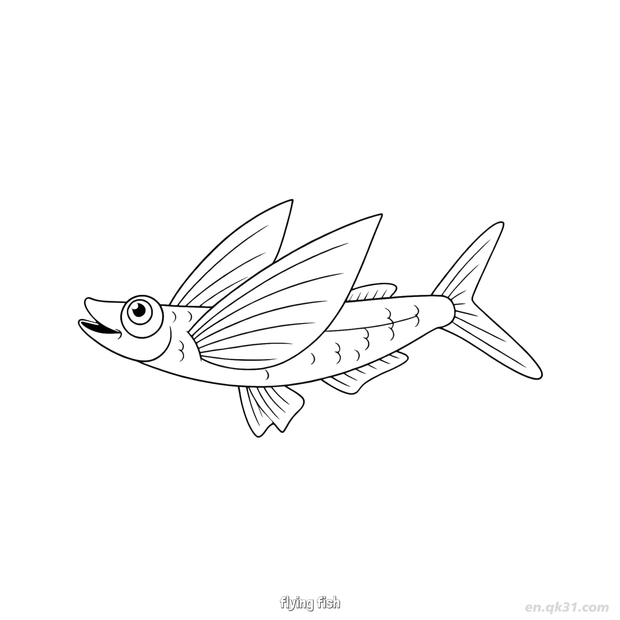 Flying Fish with Wings Coloring Page  – Free Printable Coloring Page for Kids and Adults