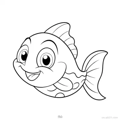 Free printable Friendly Big Eyed Fish Outline  coloring page