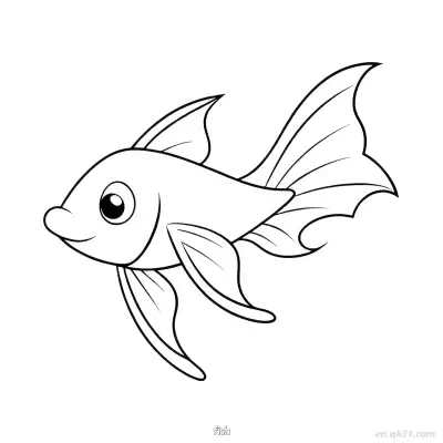 Free printable Friendly Smiling Long Fin Fish  coloring page