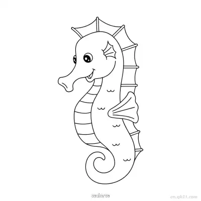 Free printable Friendly Smiling Spiny Seahorse  coloring page