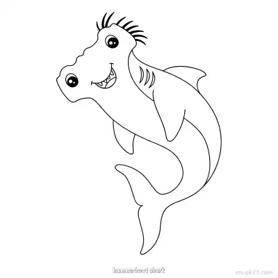 Free printable Goofy Spiked Head Hammerhead Shark  coloring page