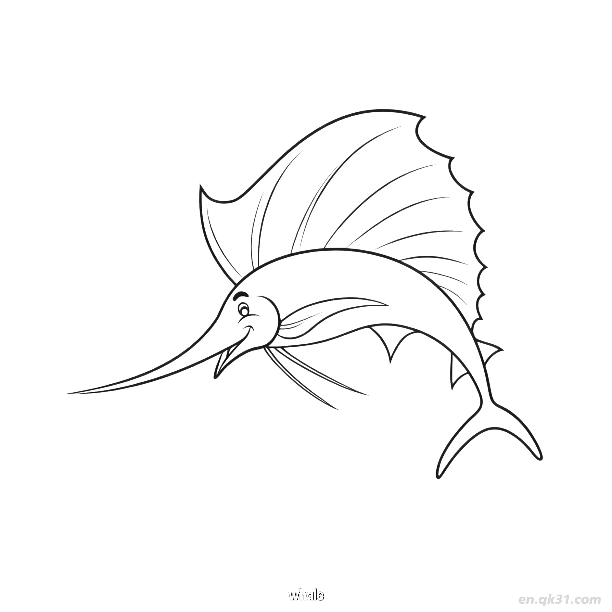 Grinning Spotted Cartoon Whale Coloring Page  – Free Printable Coloring Page for Kids and Adults