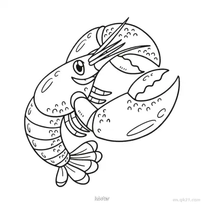 Free printable Happy Cartoon Lobster Coloring Page  coloring page