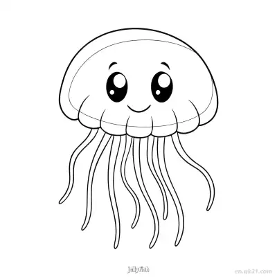 Free printable Happy Jellyfish Printable  coloring page