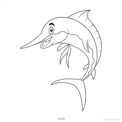 Free printable Happy Leaping Cartoon Marlin  coloring page