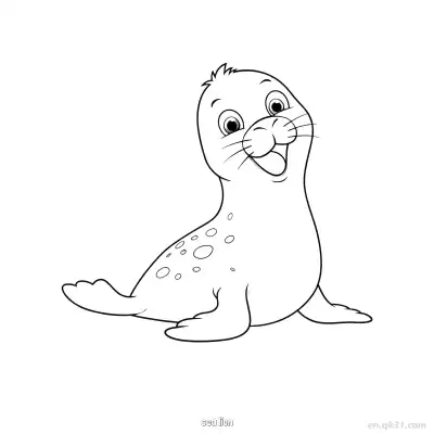 Free printable Happy Smiling Spotted Sea Lion Pup  coloring page