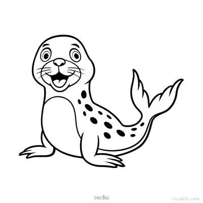 Free printable Happy Spotted Sea Lion Pup Outline  coloring page