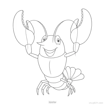 Free printable Happy Waving Lobster Coloring Page  coloring page