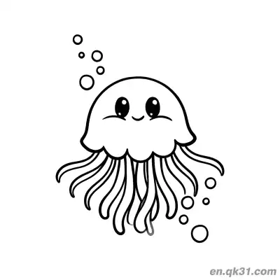 Free printable Big Eyes Jellyfish with Bubbles Coloring Page coloring page
