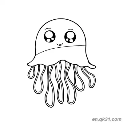 Free printable Big Eyes Jellyfish with Stripes Coloring Page coloring page