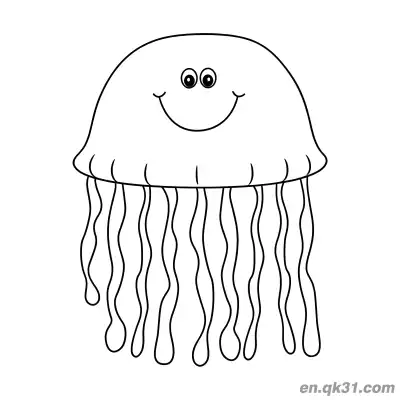 Free printable Big Smiling Jellyfish with Many Tentacles Coloring Page coloring page