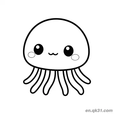 Free printable Cute Blushed Jellyfish with Short Tentacles Coloring Page coloring page