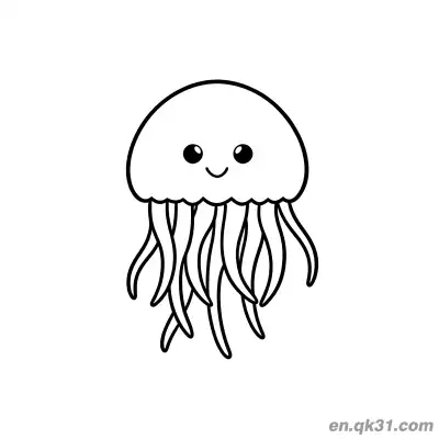 Free printable Smiling Jellyfish with Multiple Tentacles Coloring Page coloring page