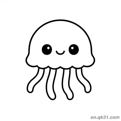 Free printable Smiling Jellyfish with Short Tentacles Coloring Page coloring page