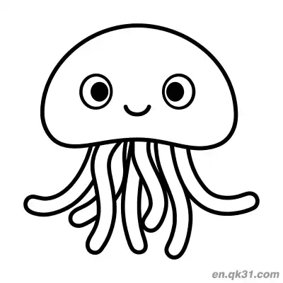 Free printable Smiling Jellyfish with Thick Tentacles Coloring Page coloring page
