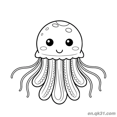 Free printable Spotted Jellyfish with Frilly Tentacles Coloring Page coloring page