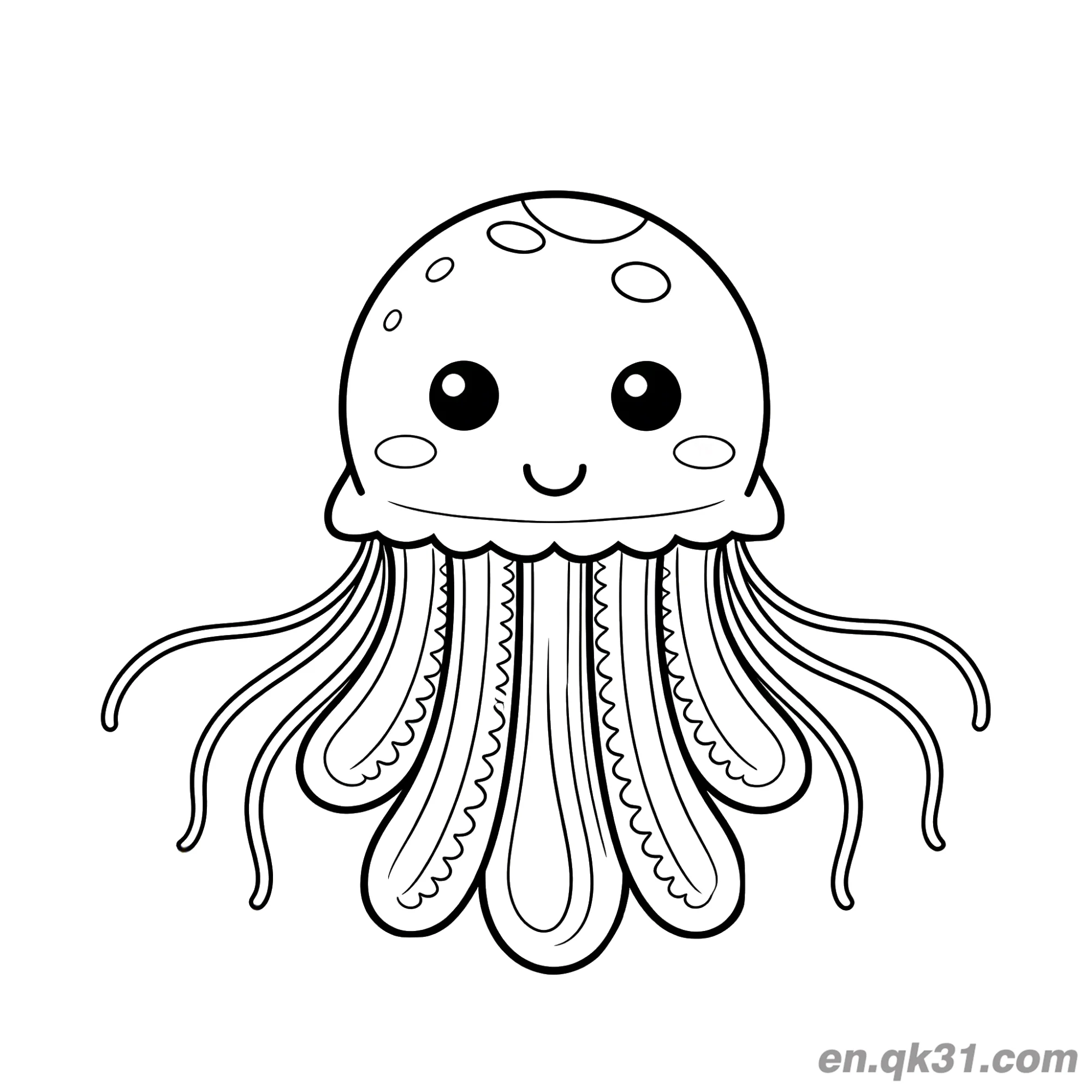 Spotted Jellyfish with Frilly Tentacles Coloring Page – Free Printable Coloring Page for Kids and Adults
