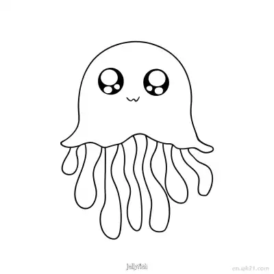 Free printable Kawaii Boba Jellyfish Coloring Page  coloring page