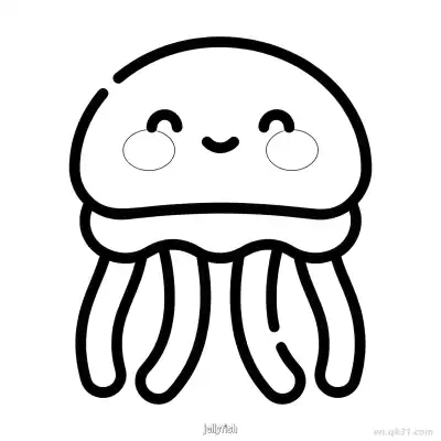Free printable Kawaii Jellyfish Line Art  coloring page