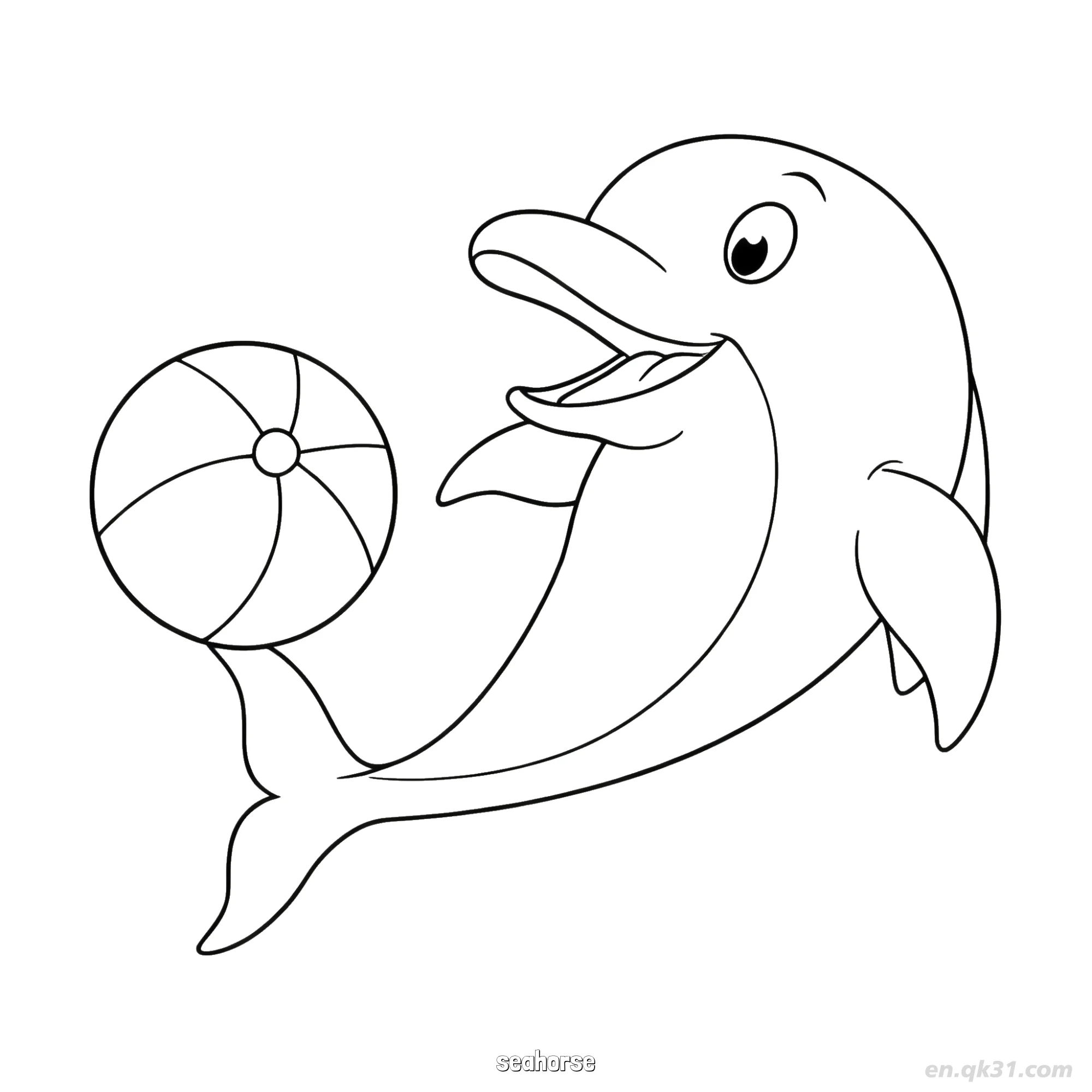 Large Eyed Curled Seahorse Coloring Page  – Free Printable Coloring Page for Kids and Adults