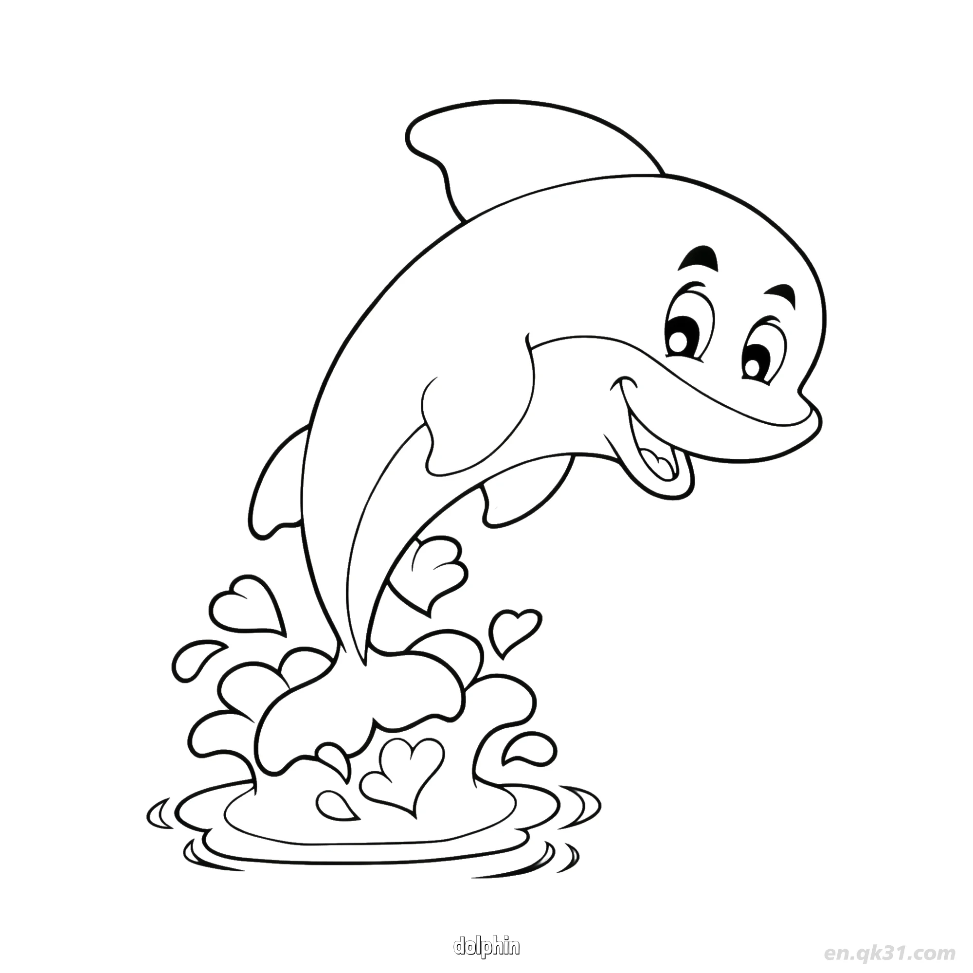 Leaping Dolphin Heart Splash Coloring Page  – Free Printable Coloring Page for Kids and Adults