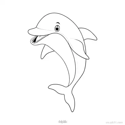 Free printable Leaping Toothy Grin Dolphin Outline  coloring page