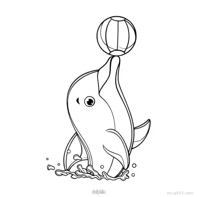 Free printable Playful Dolphin Ball Outline  coloring page