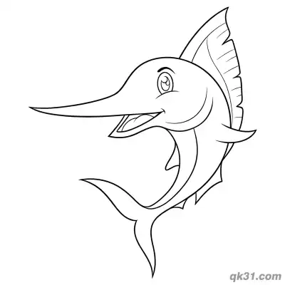 Free printable Adorable Sailfish Cartoon Stand Coloring Page coloring page
