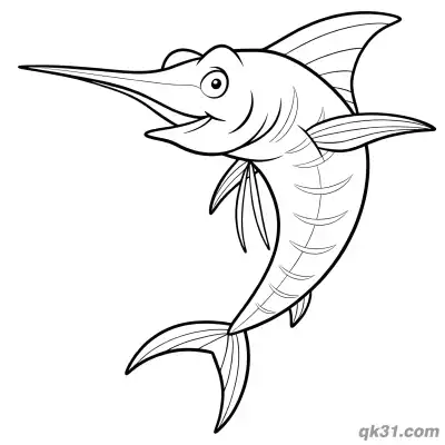 Free printable Cartoon Sailfish Smiling Coloring Page coloring page