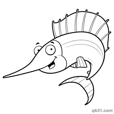 Free printable Chibi Sailfish Happy Coloring Page coloring page