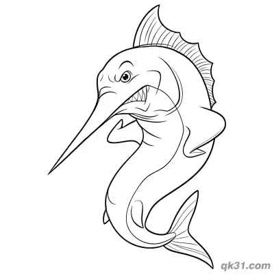 Free printable Fierce Sailfish Cartoon Coloring Page coloring page