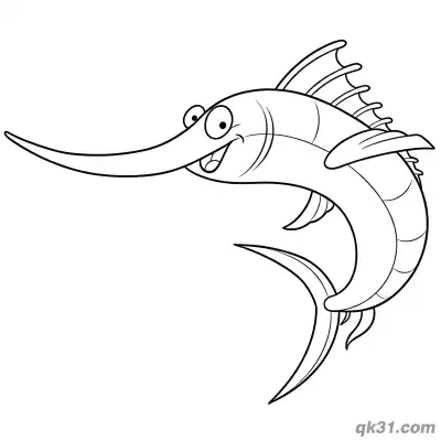 Free printable Goofy Cartoon Sailfish Coloring Page coloring page