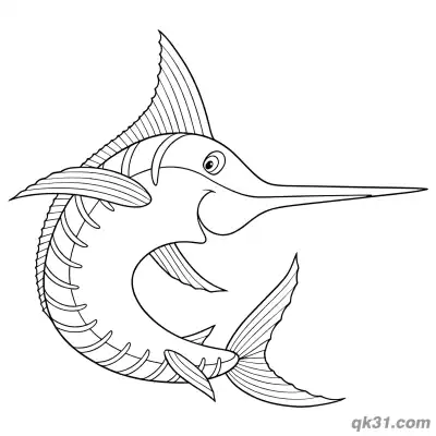 Free printable Sailfish C-Curve Realistic Coloring Page coloring page